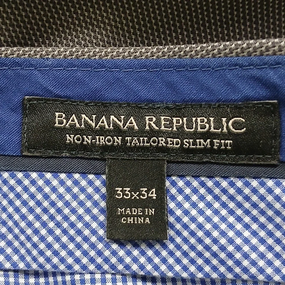 Banana Republic Tailored Slim Fit‎ Non-Iron Chino Dress Pants 33x34 Brown